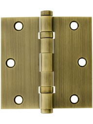 3 1/2" Solid Brass Ball Bearing Door Hinge With Button Tips